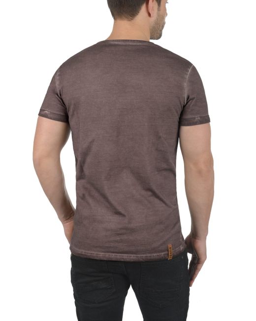 Solid V-Shirt SDTinny Kurzarmshirt mit Brusttasche in Brown für Herren