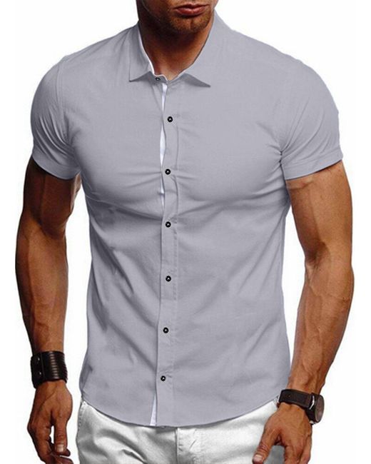 JMIERR Businesshemd Hemd Freizeithemd Business Formales Sommerhemd in Gray für Herren