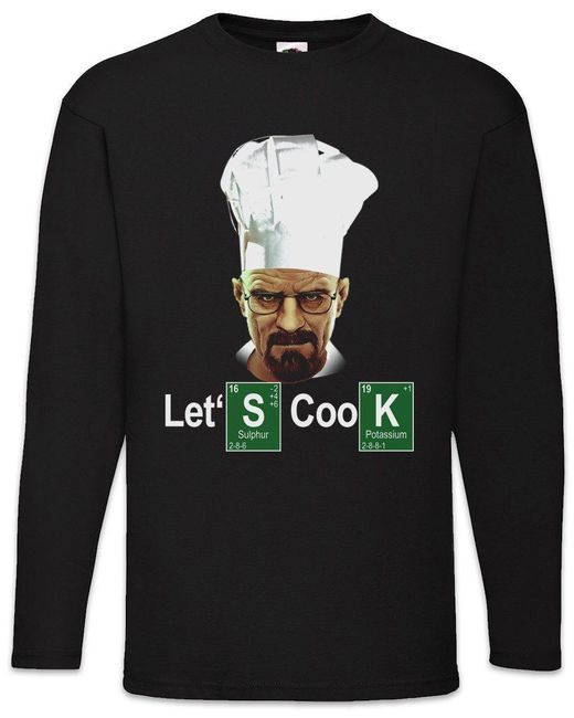 Urban Backwoods Langarmshirt Let's Cook Chef Langarm T-Shirt Breaking Walter Heisenberg Mr White in Black für Herren