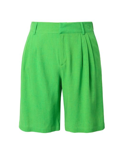 Studio Untold Green Shorts Leinenmix-Bermuda Wide Legs Elastikbund