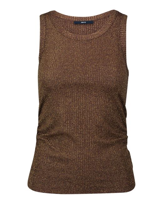 Zero Brown Tanktop Top mit Glitzer drapiert /gerafft