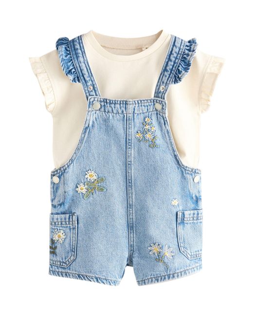 Next Blue T-Shirt & Shorts Hübsche Latzhose mit Bluse aus 100 % Baumwolle (2-tlg)