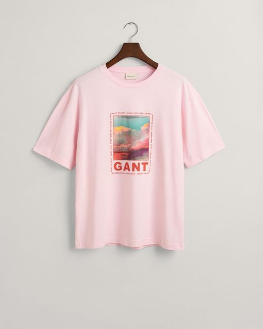 Gant Washed Graphic T-Shirt in Pink für Herren
