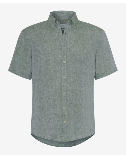 Brax Langarmhemd Dan U (44-3508) Leinenhemd in Gray für Herren