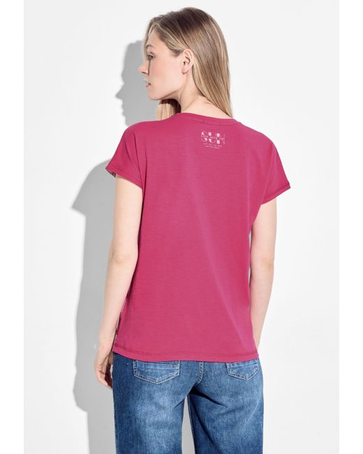 Cecil Pink T-Shirt mit Flammgarn