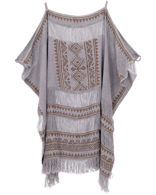Guru-Shop Gray Langjacke Poncho, leichtes oversize Boho Cape -..