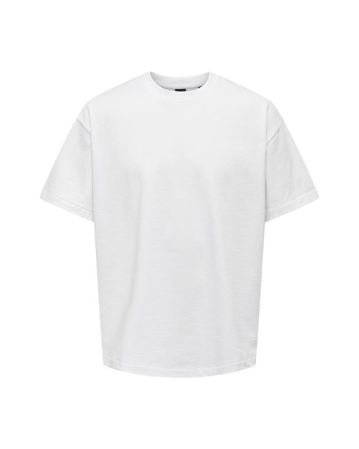 Only & Sons T-Shirt Millenium Kurzarmshirt Oversize (1-tlg) in White für Herren