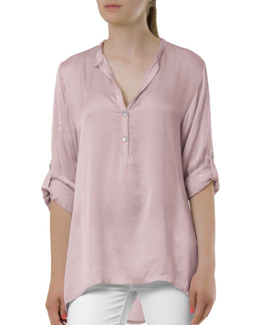 Caspar Pink Shirtbluse BLU003 lässig elegante Satin Hemdbluse