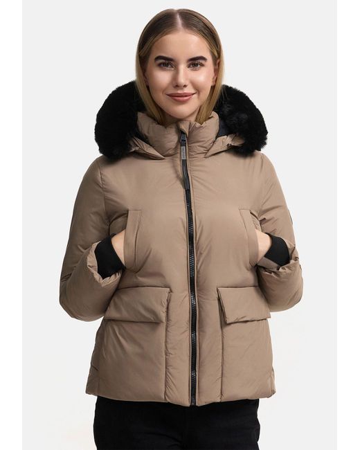 Marikoo Brown Winterjacke Morinaa mit großer Kapuze
