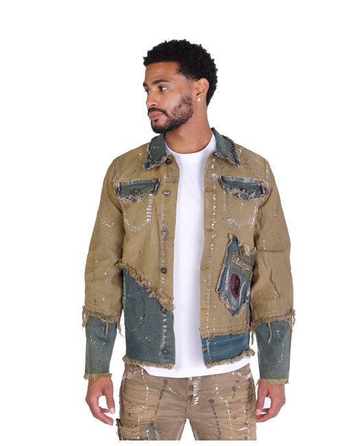 KINGZ Designer Jeansjacke von Camouflage XL in Green für Herren