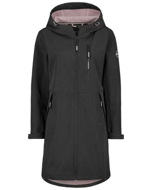 Sublevel Black Langmantel Funktionsmantel mit Kapuze und Reißverschluss-Taschen Softshell Outerwear