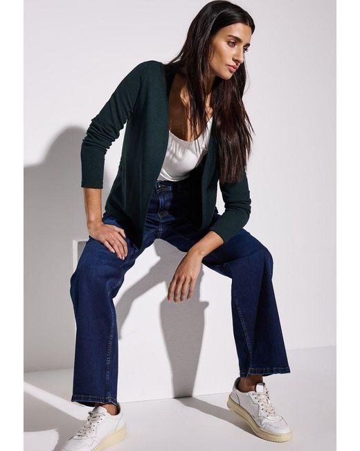 Street One Blue Strickjacke – Offene Langarm-Jacke aus weichem Viskosemix