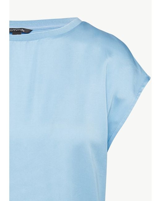 Comma, Blue Shirttop Blusenshirt mit Satin-Front
