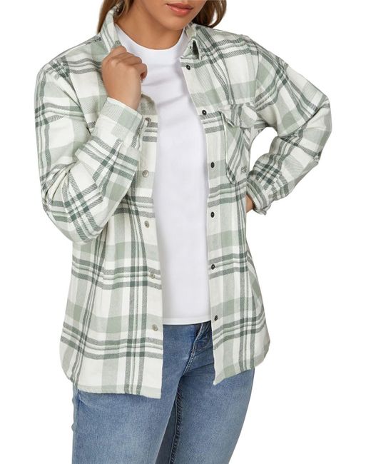 DENIMFY Gray Hemdbluse Karobluse DFIsabella Regular Fit Flanellhemd aus 100% Baumwolle