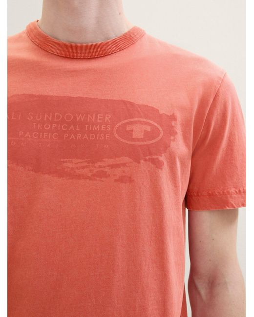 Tom Tailor T-Shirt mit Textprint in Red für Herren
