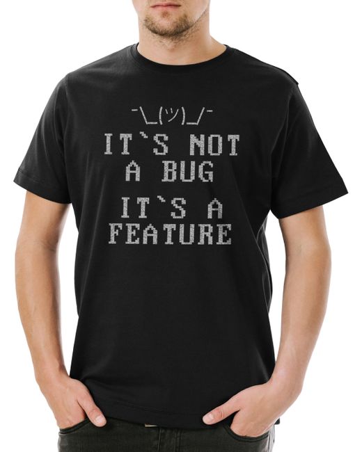 Urban Backwoods Print-Shirt It's Not A Bug T-Shirt Informatiker Computer Mathe Mathematik in Black für Herren