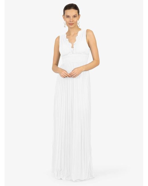 Kraimod White Abendkleid aus hochwertigem Polyester Material mit tiefer V-Ausschnitt