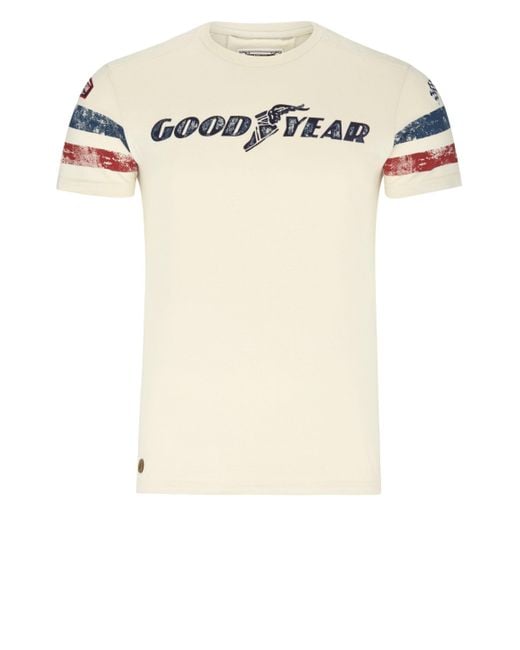 Goodyear T-Shirt GRAND BEND mit stylischem Markenprint in White für Herren