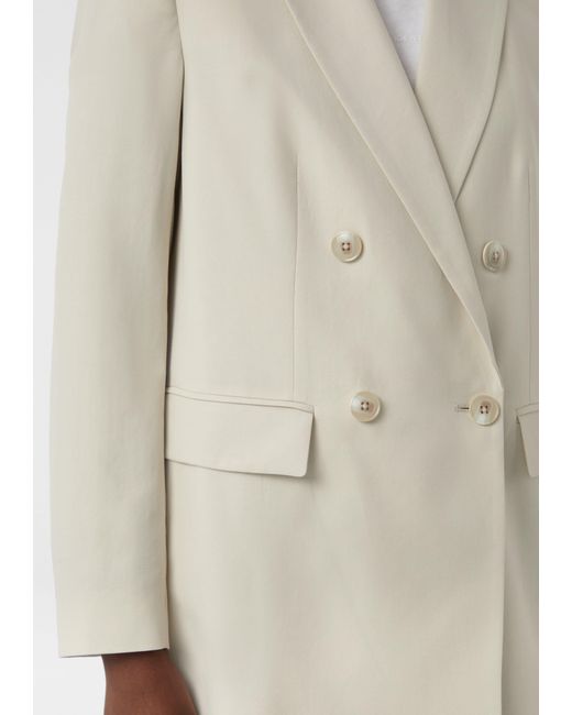 comma casual identity Natural Blusenblazer Zweireihiger Blazer mit Logo-Futter