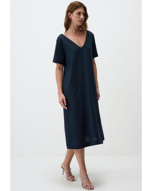 Jimmy Key Blue Minikleid Marineblau V-Ausschnitt Midi Kleid