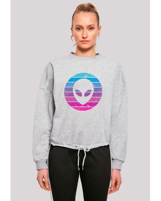 F4NT4STIC White Sweatshirt Alien Kopf Premium Qualität
