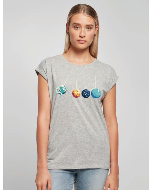 Youth Designz Gray Print- "Planeten Universum" T-Shirt Statement Geschenk Motiv mit stylischen Aufdruck für Frauen