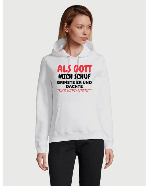 Youth Designz White Kapuzenpullover Als Gott mich Schuf