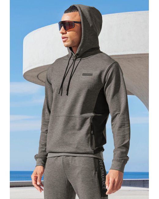 AUTHENTIC LE JOGGER Kapuzenpullover melierte Optik, mit Reißverschlusstasche in Gray für Herren