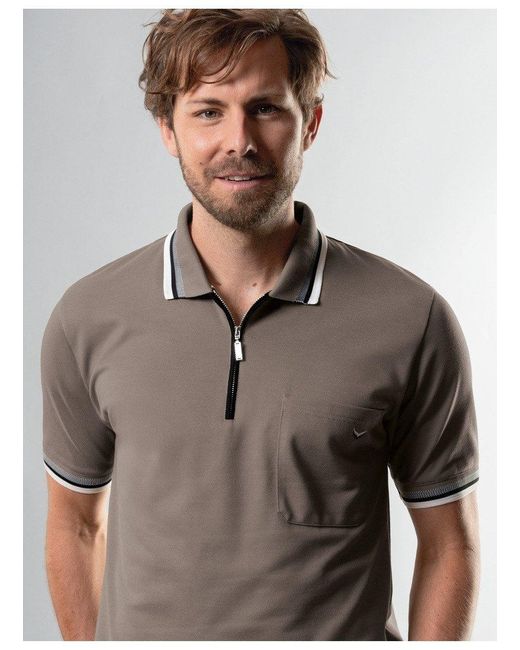 Trigema Poloshirt mit Reißverschluss (1-tlg) in Gray für Herren