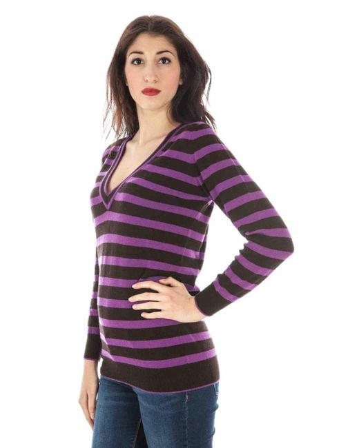 Fred Perry Purple Strickpullover Lila pullover V-Ausschnitt – Langarm-Trikot mit Logo