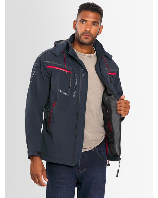 Arctic Seven Softshelljacke ASPierr sportliche Outdoor Funktionsjacke mit abnehmbarer Kapuze in Blue für Herren