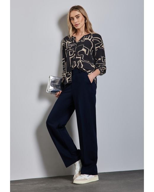 Street One Blue Langarmbluse mit All-Over Print