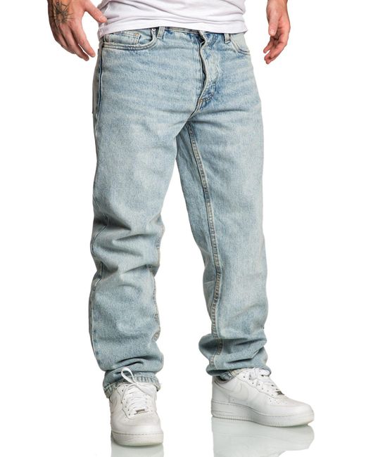 Amaci&Sons Weite BOX HILL 90s Denim Jeans Hose Straight Baggy in Blue für Herren