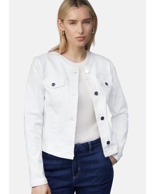 Comma, White Blusenblazer Taillierte Jeansjacke mit Waschung
