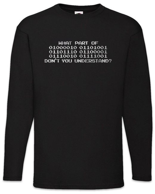 Urban Backwoods Langarmshirt What Part Of Binary Don't You Understand Langarm T-Shirt Code Binär in Black für Herren