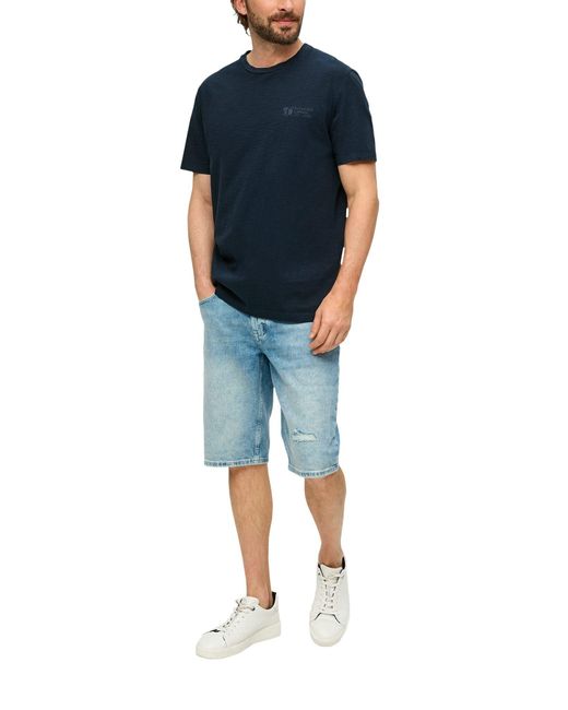 S.oliver T-Shirt in melierter Optik in Blue für Herren