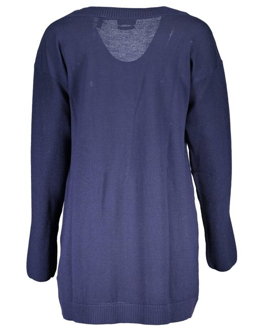 Gant Blue Strickpullover Strickjacke Blau mit Logo und 1 Knopf