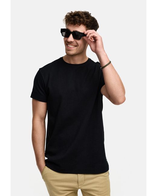 INDICODE T-Shirt INSander mit dezentem Label-Detail am Saum in Black für Herren