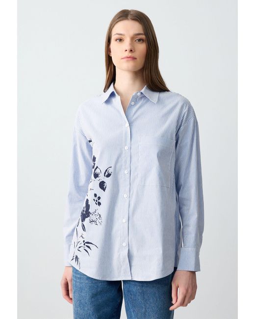 Jimmy Key Blue Shirtbluse Regular Fit Overhemdkraag Geweven Blauw Overhemd