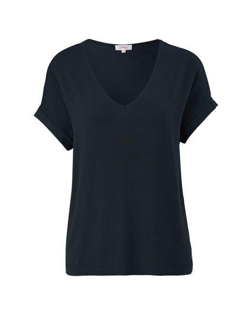 S.oliver Kurzarmshirt mit Loose T-Shirt DE in Schwarz Lyst V-Ausschnitt | Fit Logo