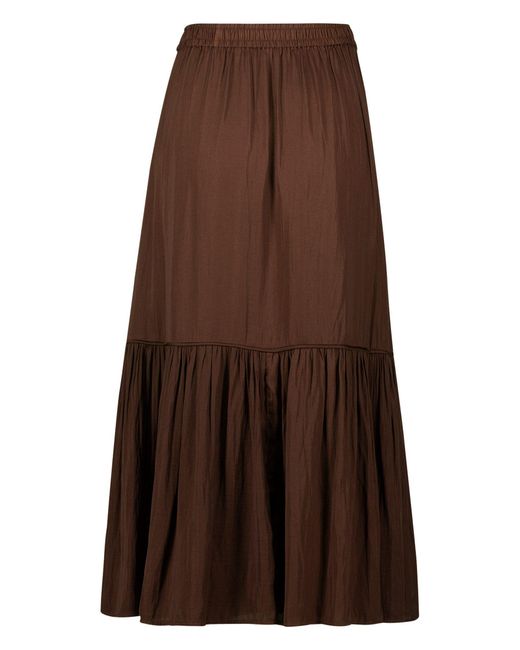 Zero Brown Midirock Satinrock mit Volants Volant