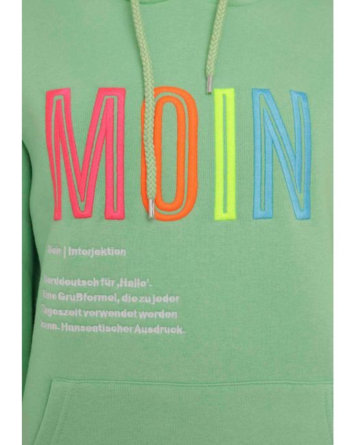 Zwillingsherz Green Sweatshirt mit Kapuze, Frontprint, Neondetail