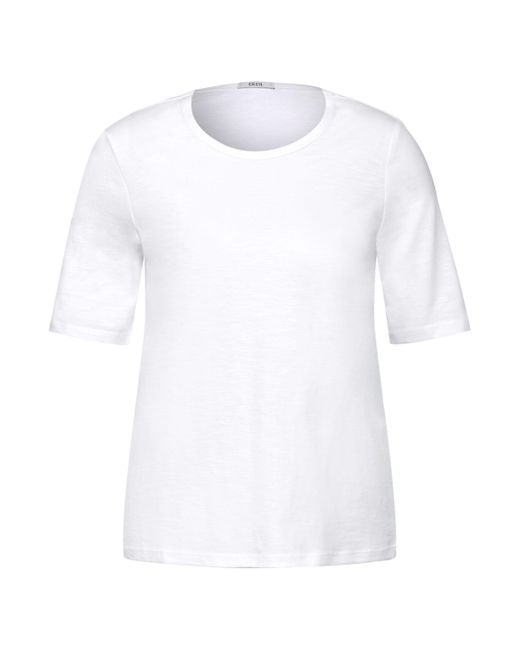 Cecil White T-Shirt mit Flammgarn