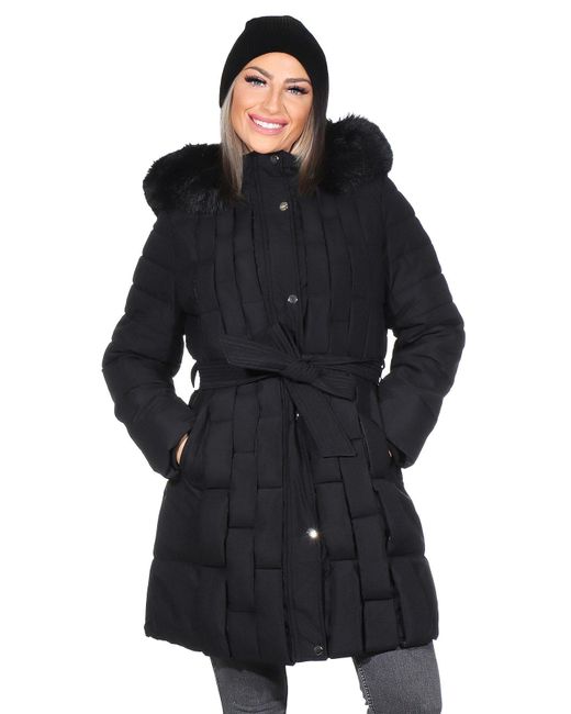 Aurela Damenmode Black Aurela mode Kurzmantel Steppmantel gefütterter mantel in großen Größen erhältlich