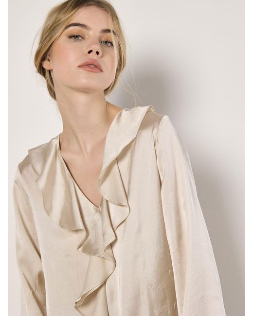 Apricot Natural Üschenbluse Strukturierte Bluse, mit Rüschen