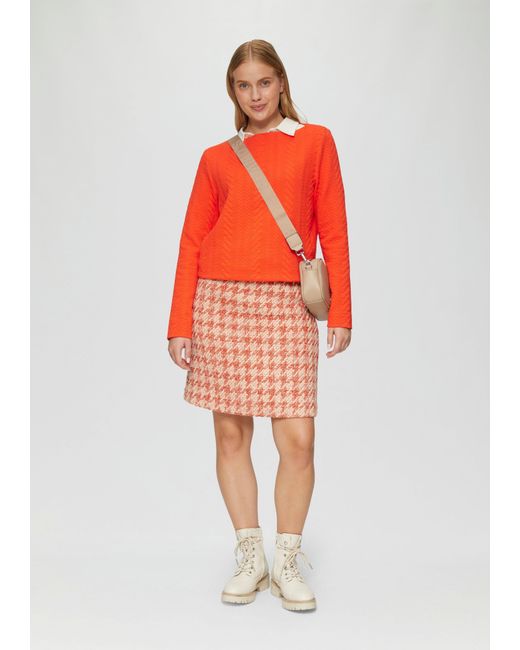 S.oliver Red Strukturiertes Jacquard-Sweatshirt mit U-Boot-Ausschnitt