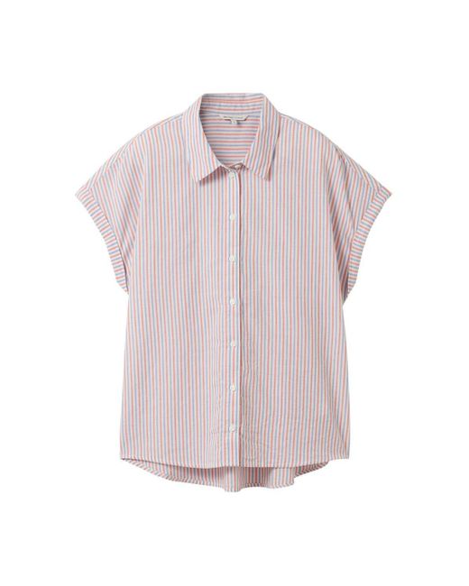 Tom Tailor Pink Blusenshirt striped shortsleeve shirt
