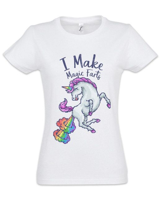 Urban Backwoods White Print- I Make Magic Farts T-Shirt Geek Nerd Furzendes Einhorn Farting