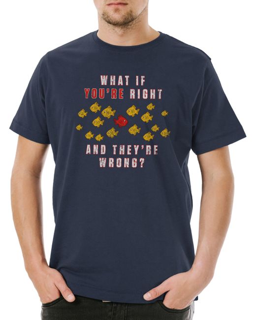 Urban Backwoods Print- What If You' Right And They're Wrong T-Shirt Coen in Blue für Herren