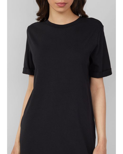 QS Black Maxikleid Langes Jerseykleid aus Baumwolle